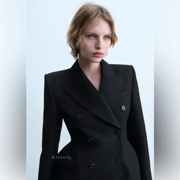 Zara DOUBLE-BREASTED BLAZER DRESS ZW COLLECTION - Picture 2 of 8